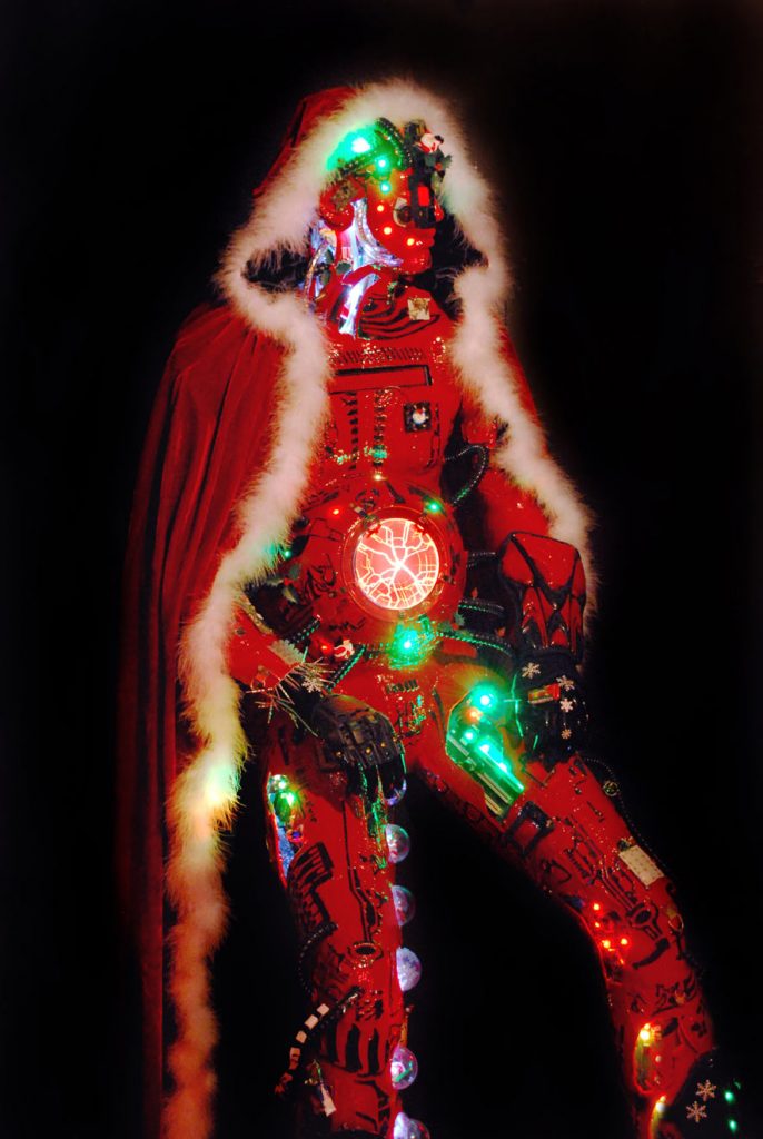 Christmas robot sci fi art by Jane Webb